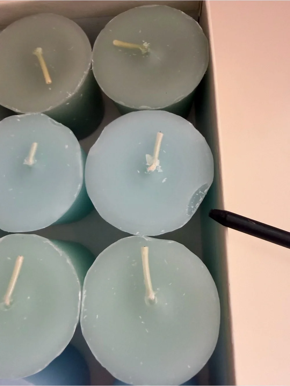 NEW Votive Candles Set of 12 Pastel Colors Unscented Boxed Pillar 2” Tall